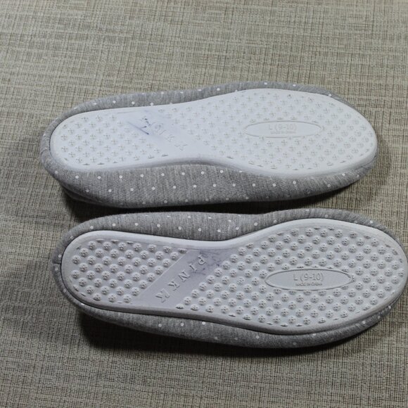 NWOT Pink Grey Polka Dot Slipper House Shoes - Picture 5 of 5